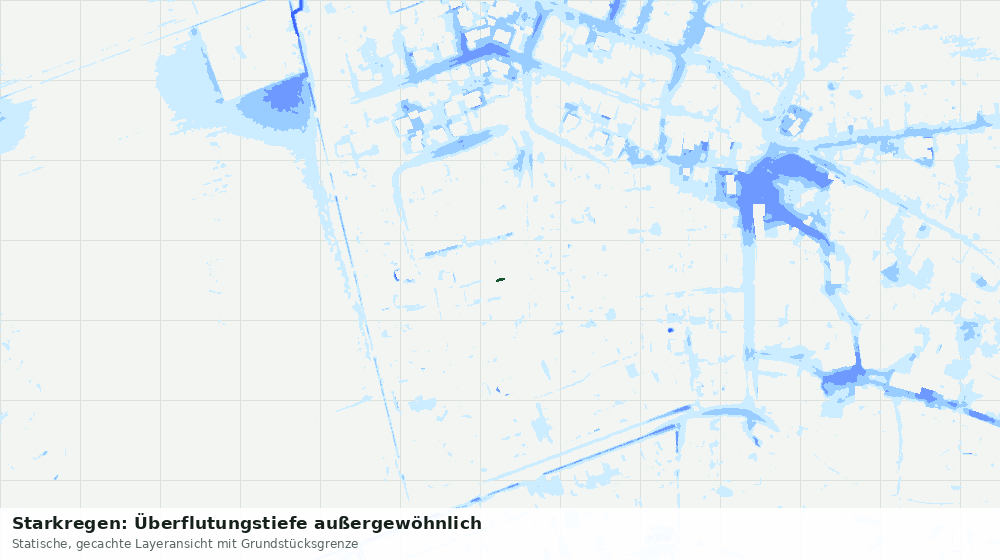 Statische Kartenansicht: Starkregen: Überflutungstiefe außergewöhnlich
