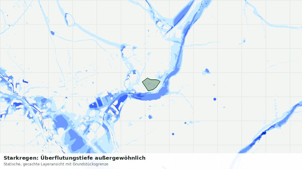 Statische Kartenansicht: Starkregen: Überflutungstiefe außergewöhnlich