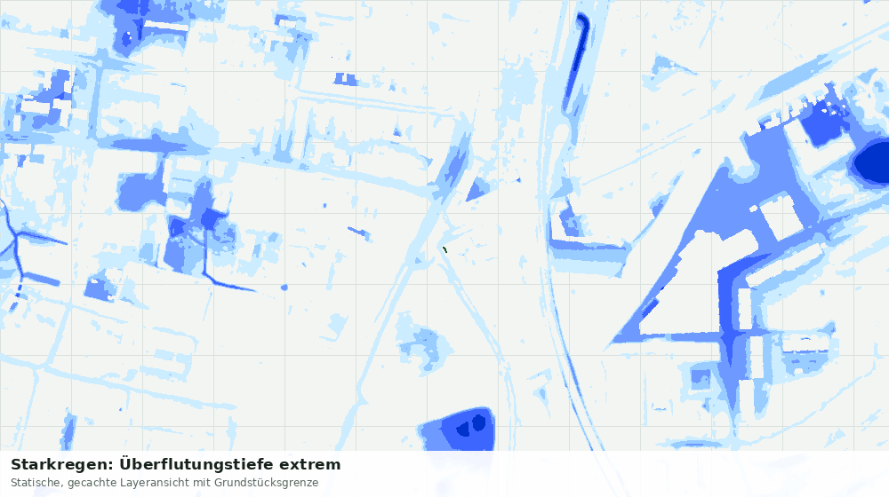Statische Kartenansicht: Starkregen: Überflutungstiefe extrem