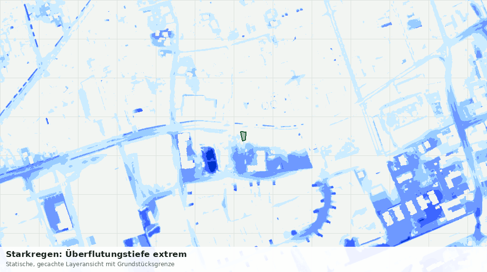 Statische Kartenansicht: Starkregen: Überflutungstiefe extrem