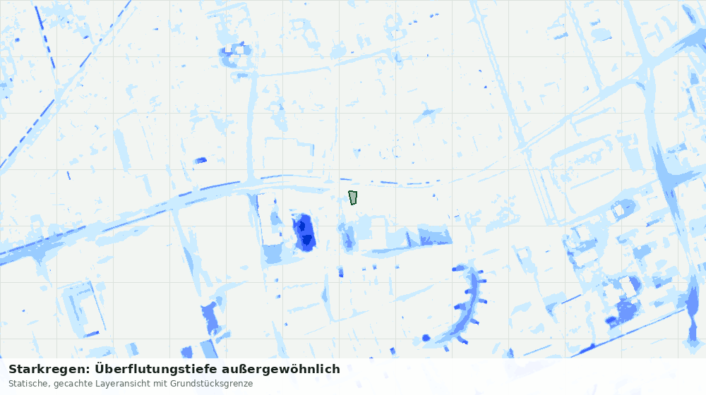 Statische Kartenansicht: Starkregen: Überflutungstiefe außergewöhnlich