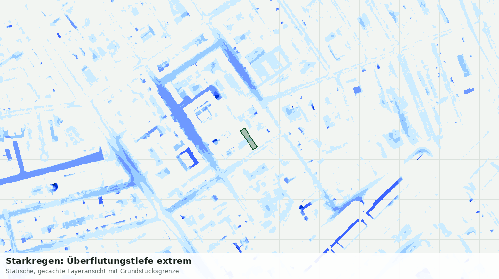 Statische Kartenansicht: Starkregen: Überflutungstiefe extrem