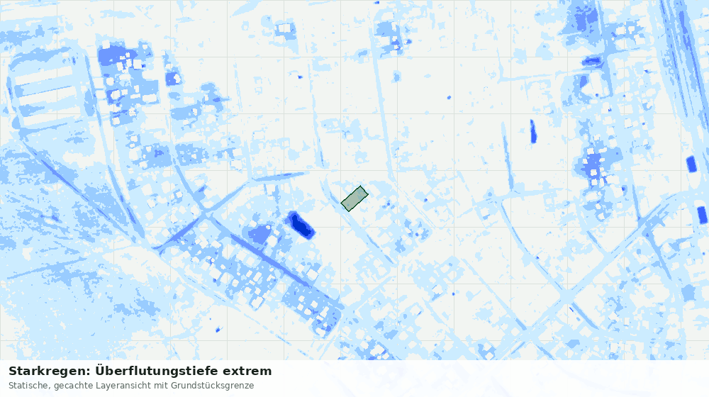 Statische Kartenansicht: Starkregen: Überflutungstiefe extrem