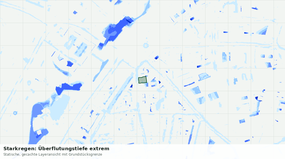 Statische Kartenansicht: Starkregen: Überflutungstiefe extrem