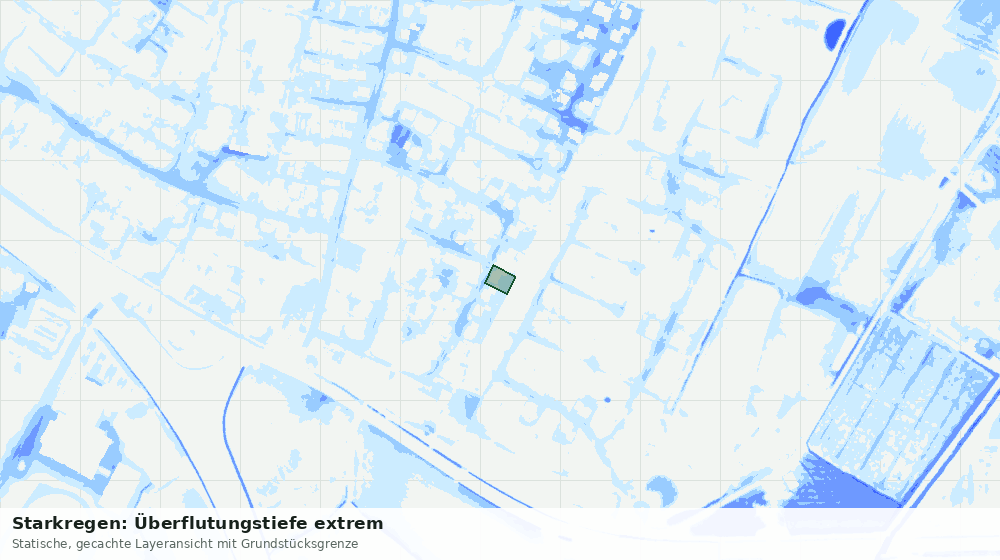 Statische Kartenansicht: Starkregen: Überflutungstiefe extrem