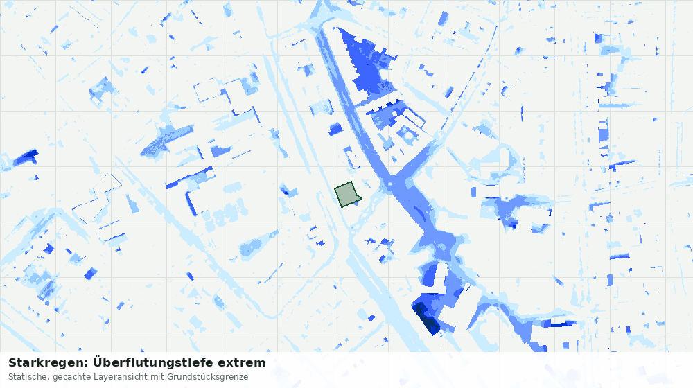 Statische Kartenansicht: Starkregen: Überflutungstiefe extrem