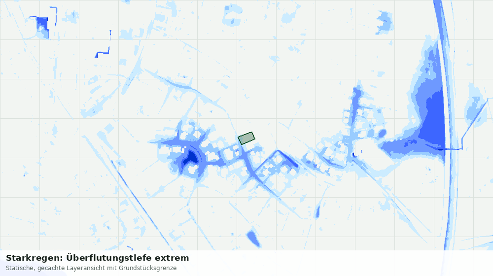 Statische Kartenansicht: Starkregen: Überflutungstiefe extrem