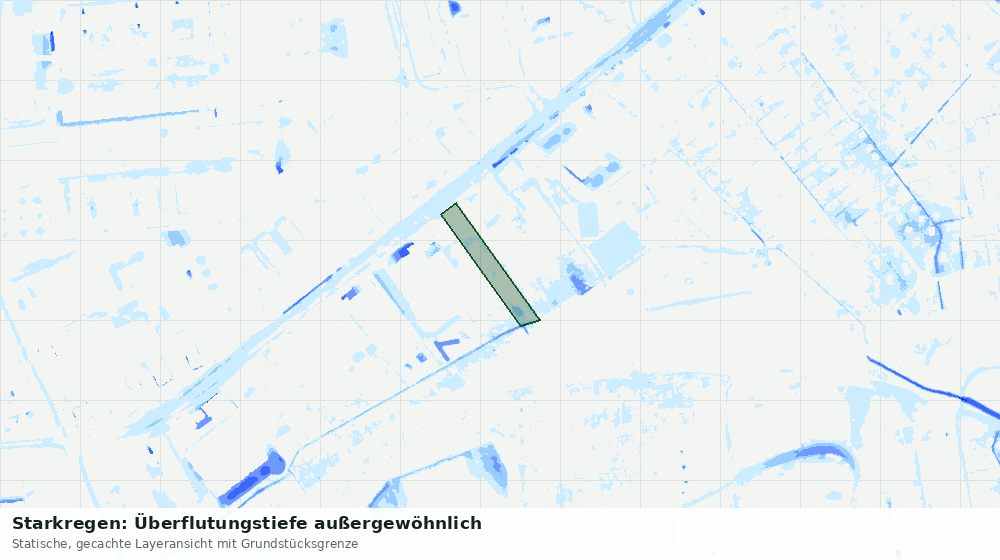Statische Kartenansicht: Starkregen: Überflutungstiefe außergewöhnlich