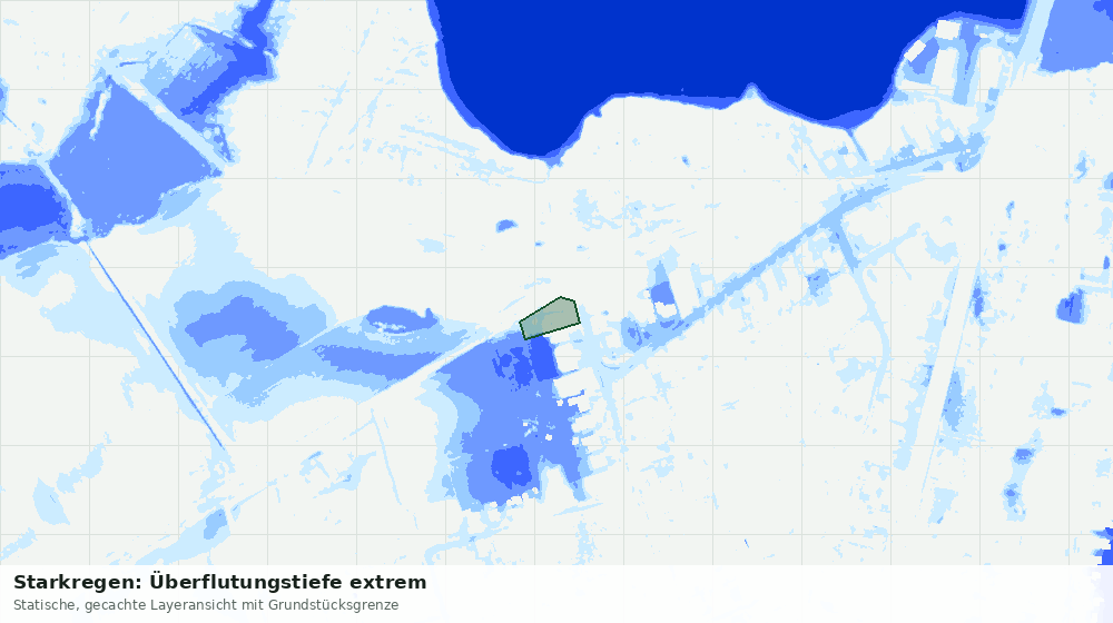 Statische Kartenansicht: Starkregen: Überflutungstiefe extrem