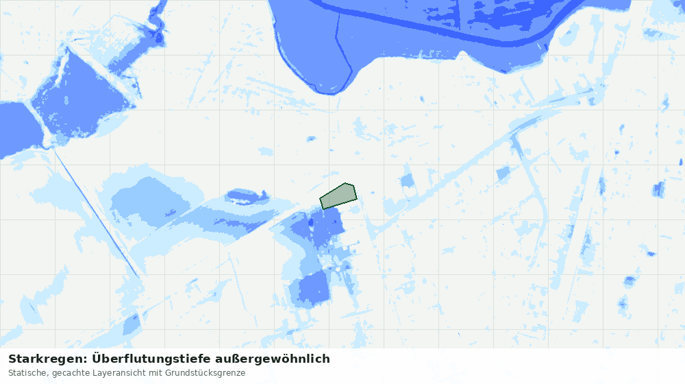 Statische Kartenansicht: Starkregen: Überflutungstiefe außergewöhnlich