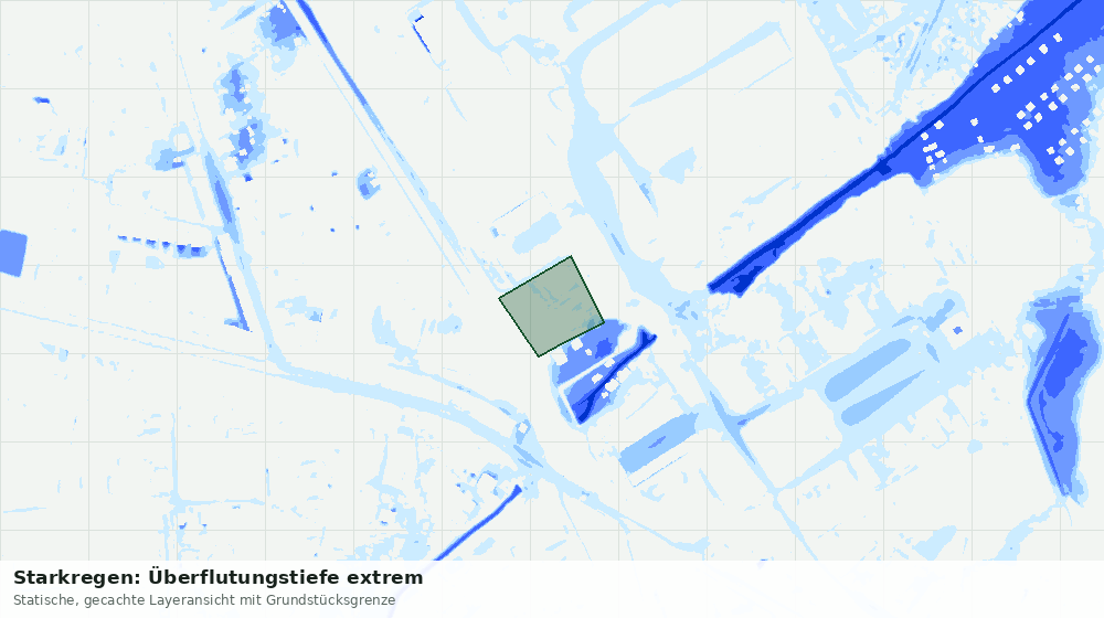 Statische Kartenansicht: Starkregen: Überflutungstiefe extrem