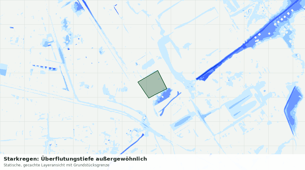 Statische Kartenansicht: Starkregen: Überflutungstiefe außergewöhnlich