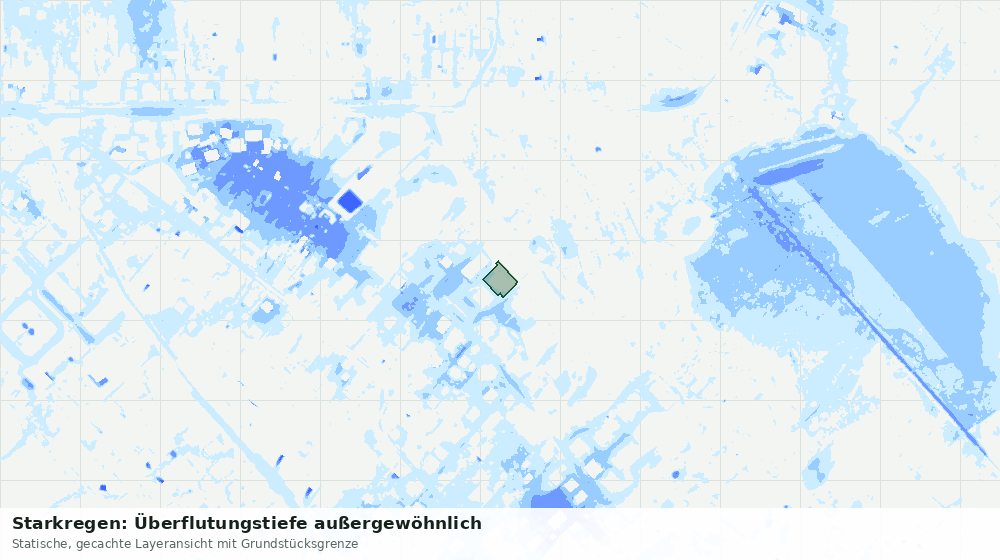 Statische Kartenansicht: Starkregen: Überflutungstiefe außergewöhnlich