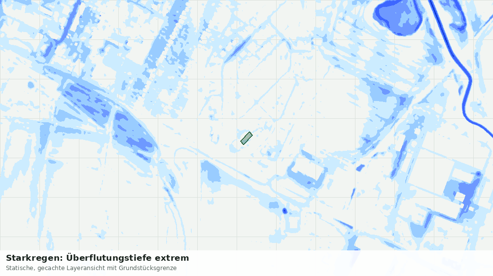 Statische Kartenansicht: Starkregen: Überflutungstiefe extrem