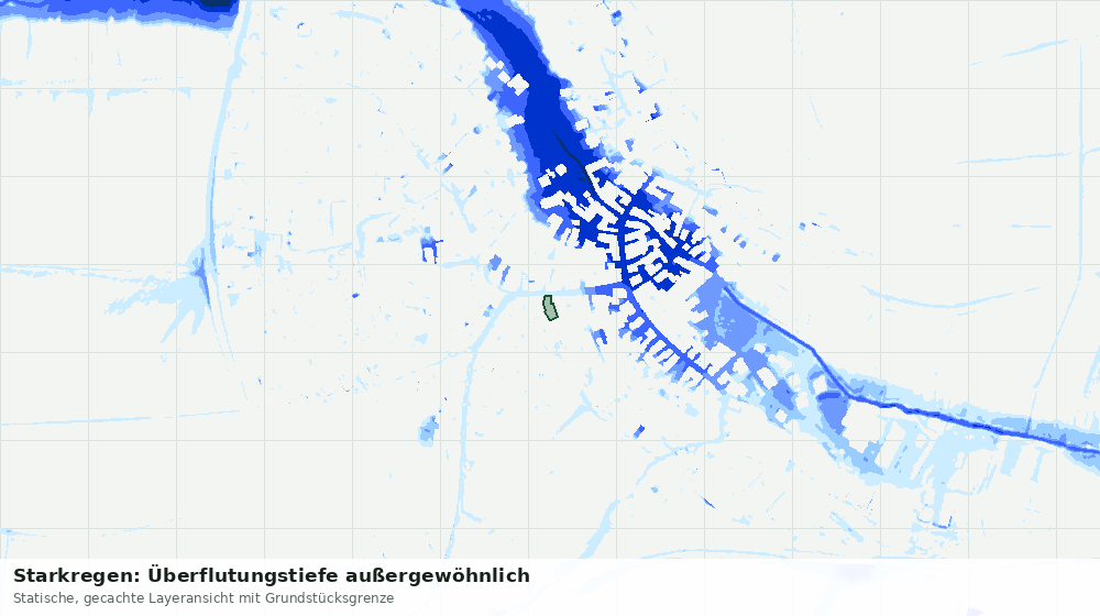 Statische Kartenansicht: Starkregen: Überflutungstiefe außergewöhnlich