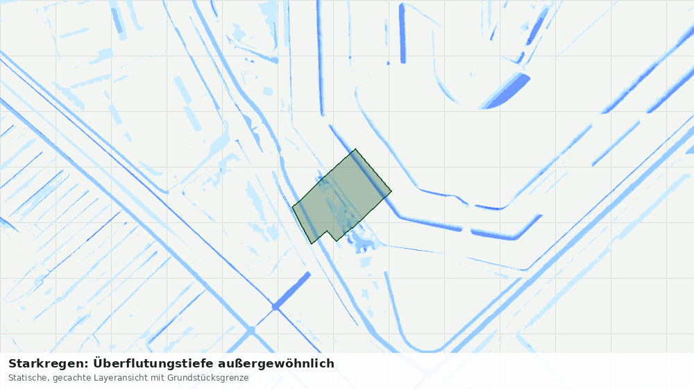 Statische Kartenansicht: Starkregen: Überflutungstiefe außergewöhnlich