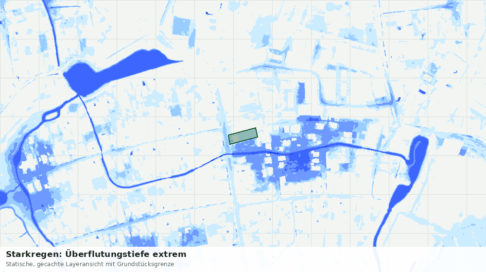 Statische Kartenansicht: Starkregen: Überflutungstiefe extrem
