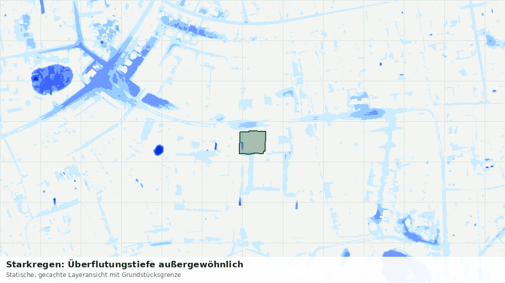 Statische Kartenansicht: Starkregen: Überflutungstiefe außergewöhnlich