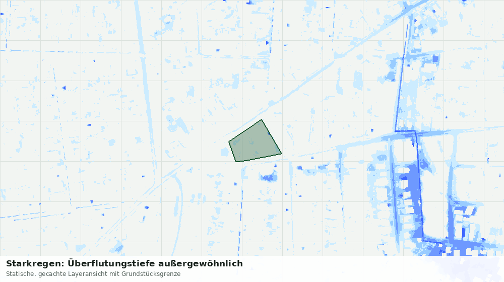 Statische Kartenansicht: Starkregen: Überflutungstiefe außergewöhnlich
