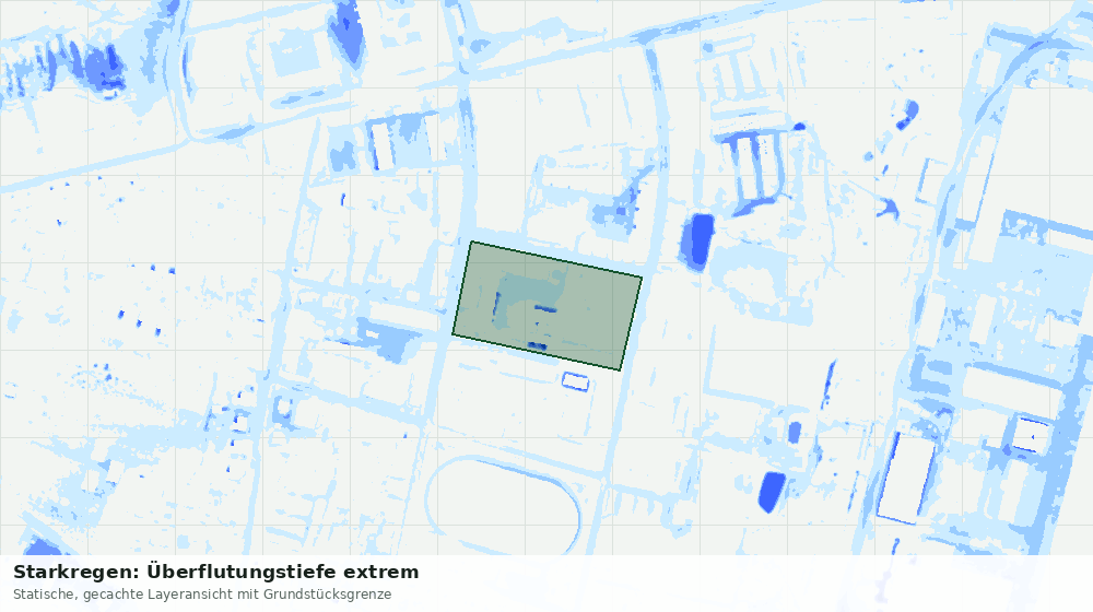 Statische Kartenansicht: Starkregen: Überflutungstiefe extrem