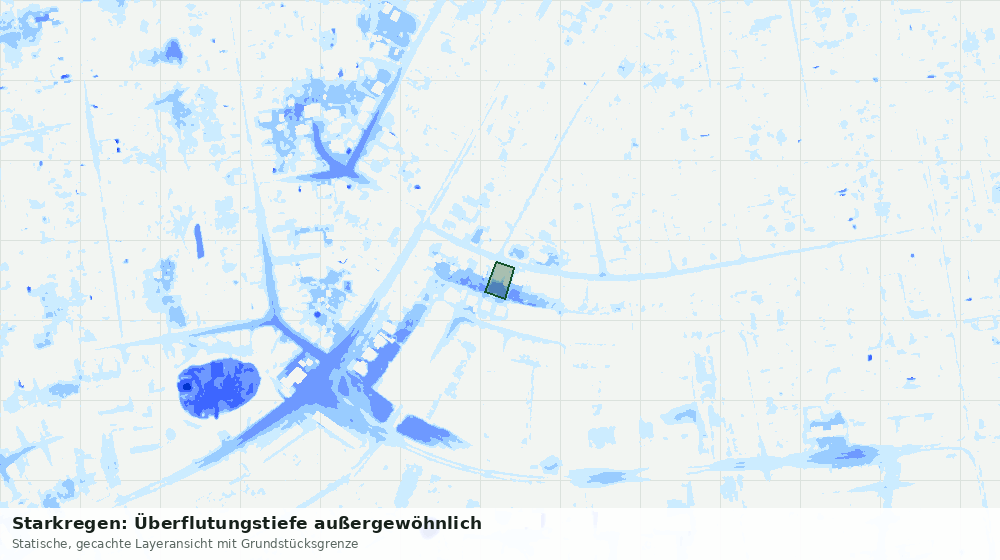 Statische Kartenansicht: Starkregen: Überflutungstiefe außergewöhnlich