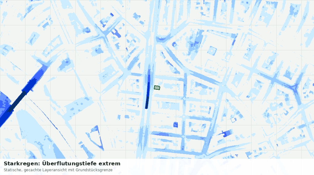 Statische Kartenansicht: Starkregen: Überflutungstiefe extrem