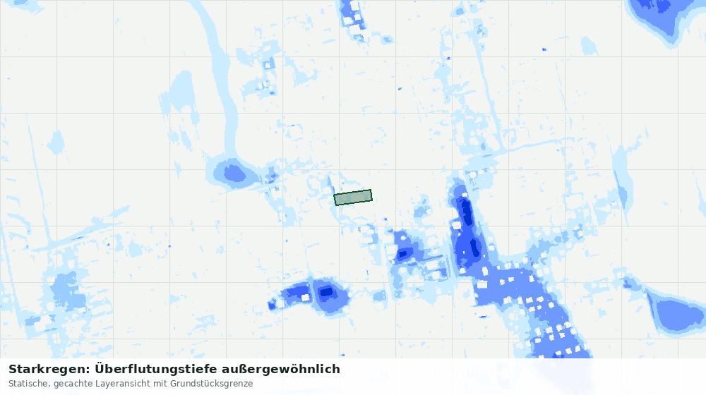 Statische Kartenansicht: Starkregen: Überflutungstiefe außergewöhnlich