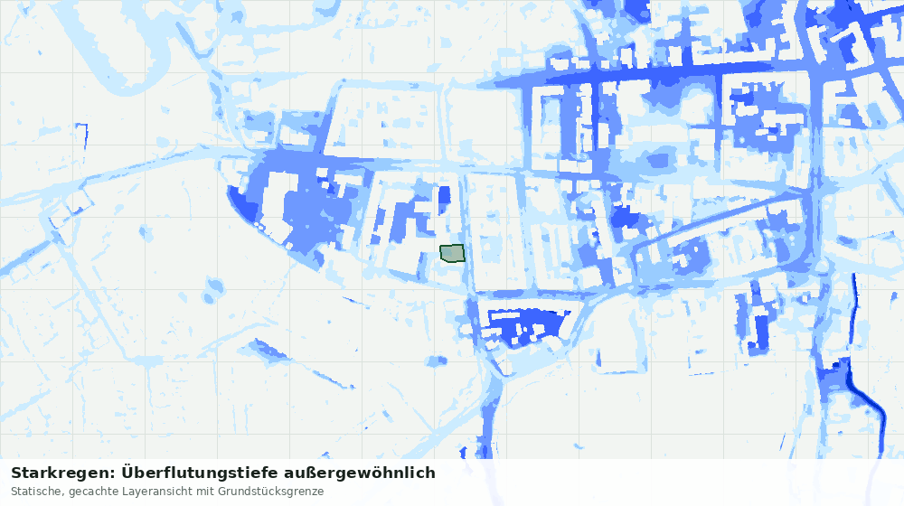 Statische Kartenansicht: Starkregen: Überflutungstiefe außergewöhnlich
