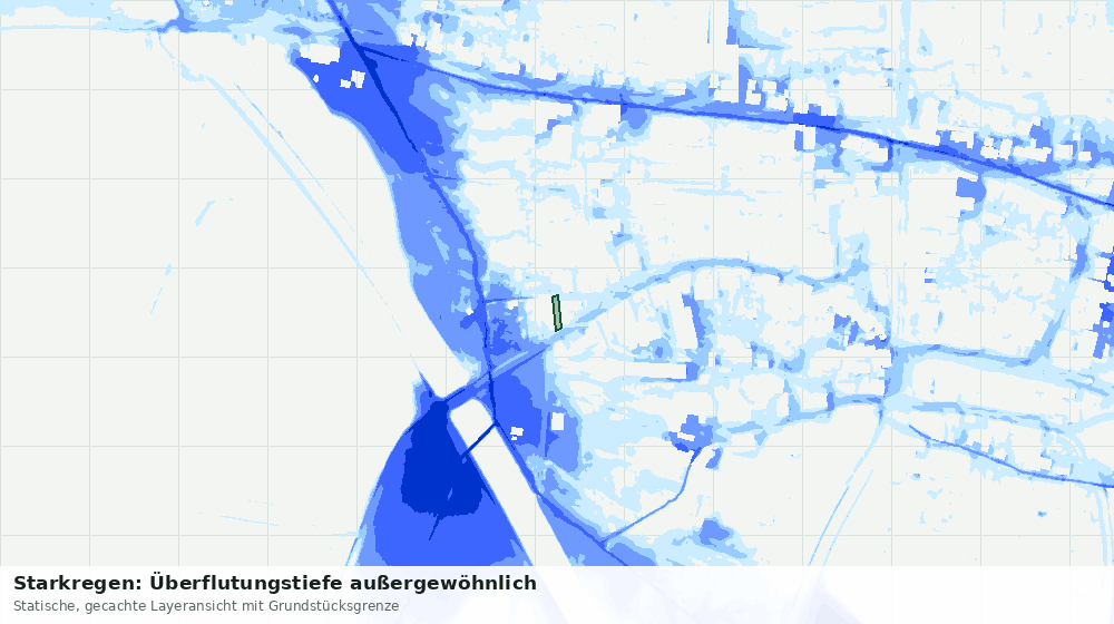 Statische Kartenansicht: Starkregen: Überflutungstiefe außergewöhnlich