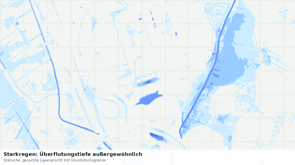 Statische Kartenansicht: Starkregen: Überflutungstiefe außergewöhnlich