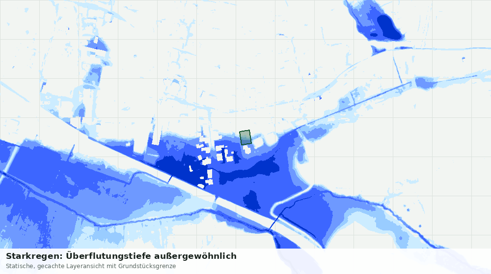 Statische Kartenansicht: Starkregen: Überflutungstiefe außergewöhnlich