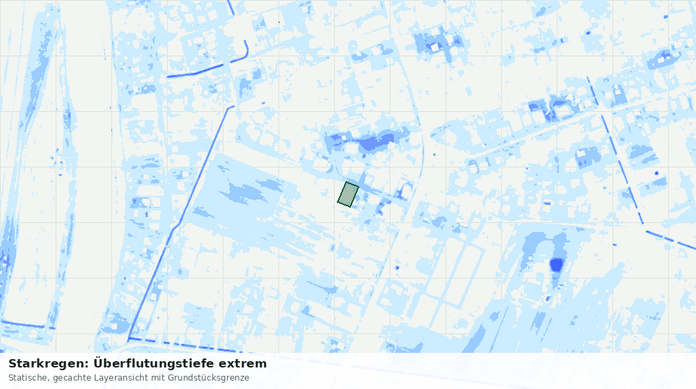 Statische Kartenansicht: Starkregen: Überflutungstiefe extrem