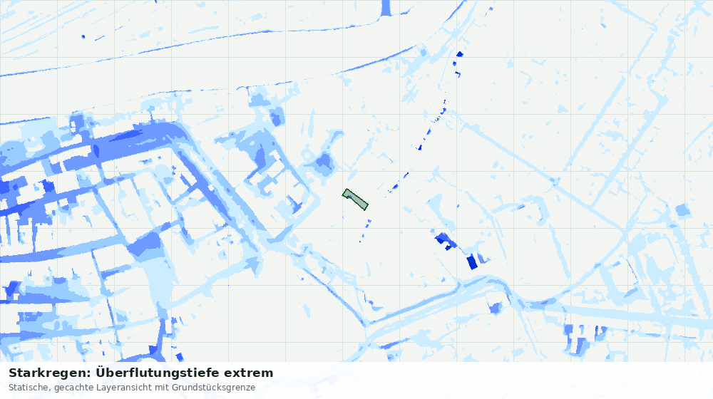 Statische Kartenansicht: Starkregen: Überflutungstiefe extrem