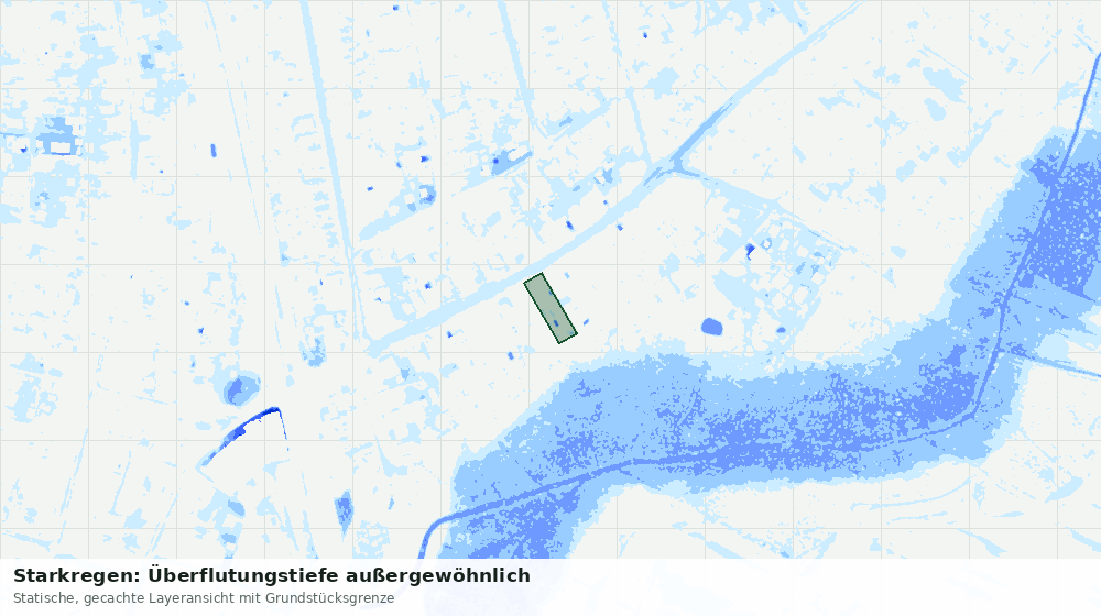 Statische Kartenansicht: Starkregen: Überflutungstiefe außergewöhnlich