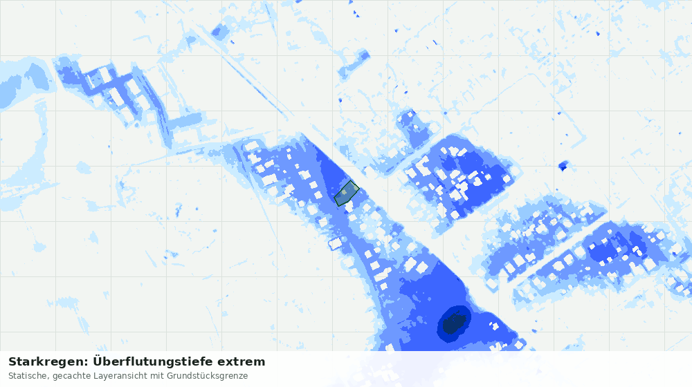 Statische Kartenansicht: Starkregen: Überflutungstiefe extrem
