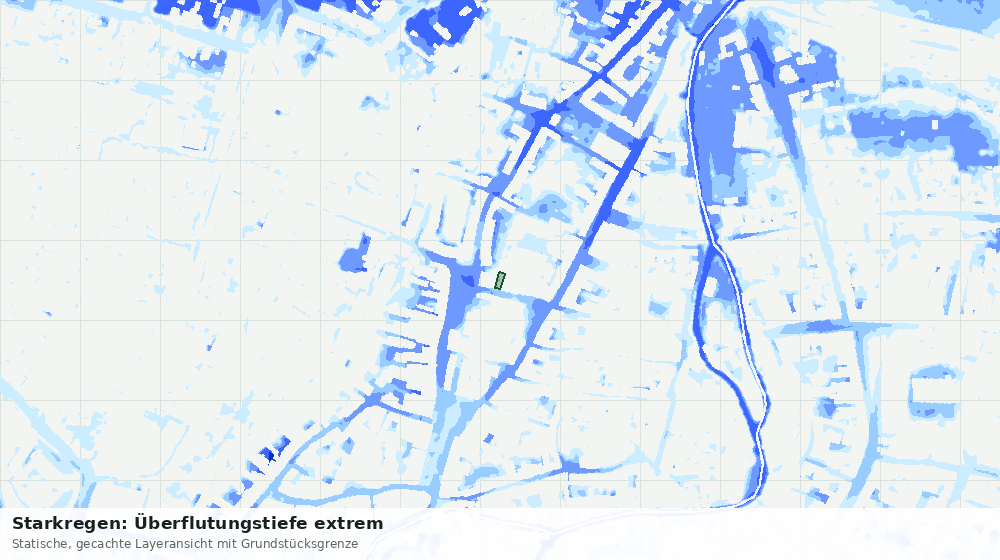 Statische Kartenansicht: Starkregen: Überflutungstiefe extrem