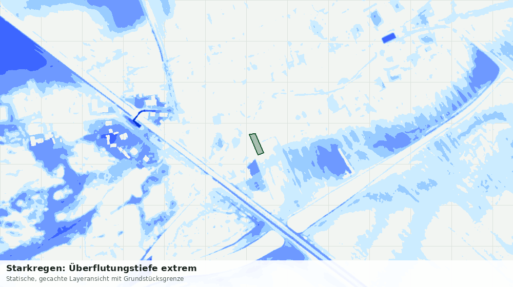 Statische Kartenansicht: Starkregen: Überflutungstiefe extrem