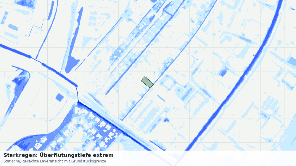 Statische Kartenansicht: Starkregen: Überflutungstiefe extrem
