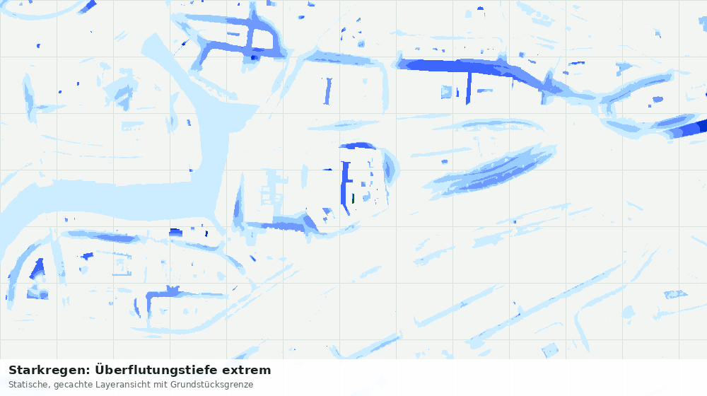 Statische Kartenansicht: Starkregen: Überflutungstiefe extrem