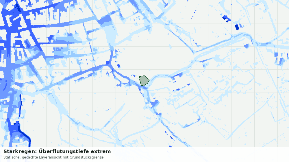 Statische Kartenansicht: Starkregen: Überflutungstiefe extrem