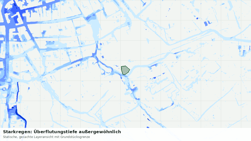 Statische Kartenansicht: Starkregen: Überflutungstiefe außergewöhnlich