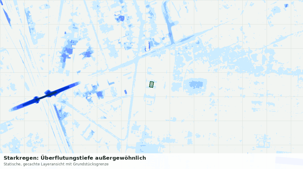Statische Kartenansicht: Starkregen: Überflutungstiefe außergewöhnlich