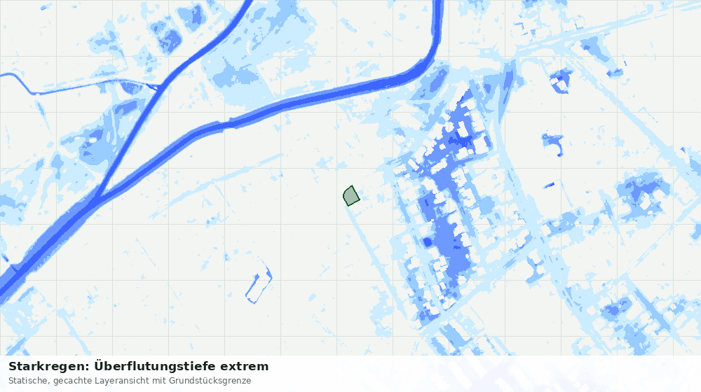 Statische Kartenansicht: Starkregen: Überflutungstiefe extrem