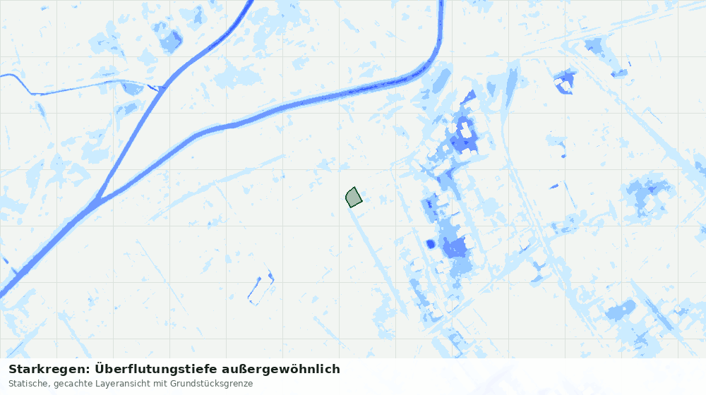 Statische Kartenansicht: Starkregen: Überflutungstiefe außergewöhnlich