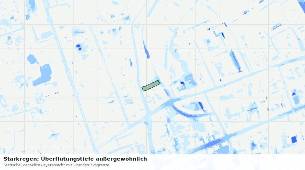 Statische Kartenansicht: Starkregen: Überflutungstiefe außergewöhnlich