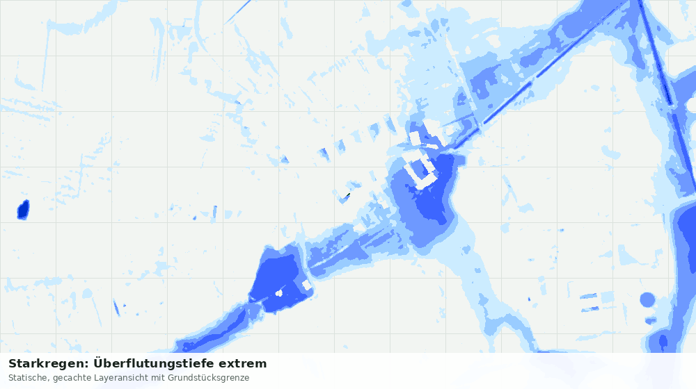 Statische Kartenansicht: Starkregen: Überflutungstiefe extrem