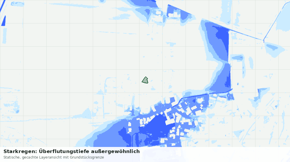 Statische Kartenansicht: Starkregen: Überflutungstiefe außergewöhnlich
