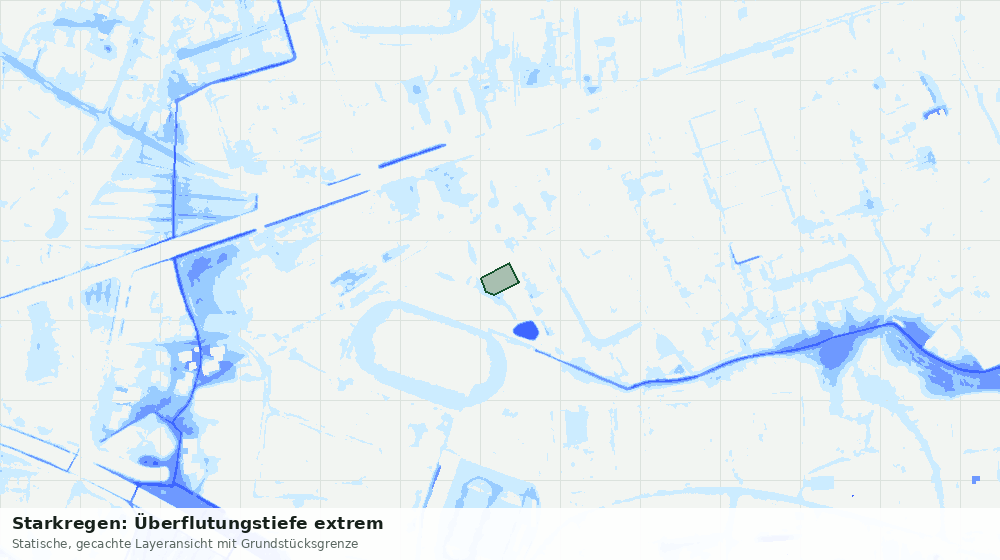 Statische Kartenansicht: Starkregen: Überflutungstiefe extrem