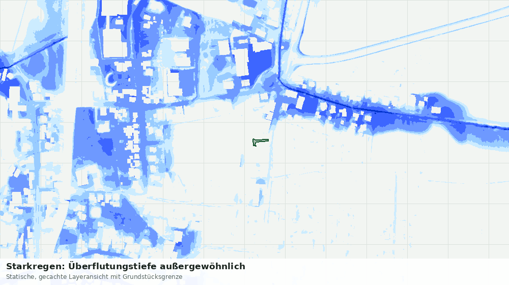Statische Kartenansicht: Starkregen: Überflutungstiefe außergewöhnlich