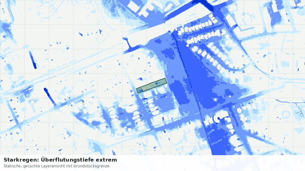 Statische Kartenansicht: Starkregen: Überflutungstiefe extrem